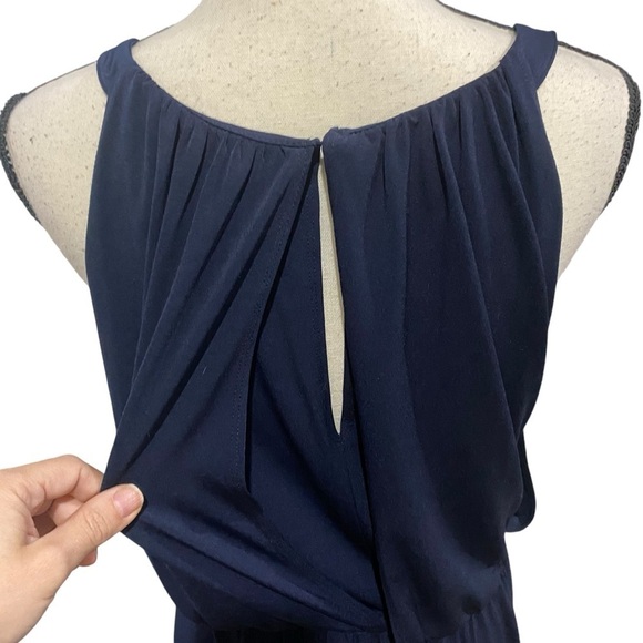 Vince Camuto Sleeveless Maxi Dress Sz 10 Navy Blue Gown Formal - Picture 6 of 11